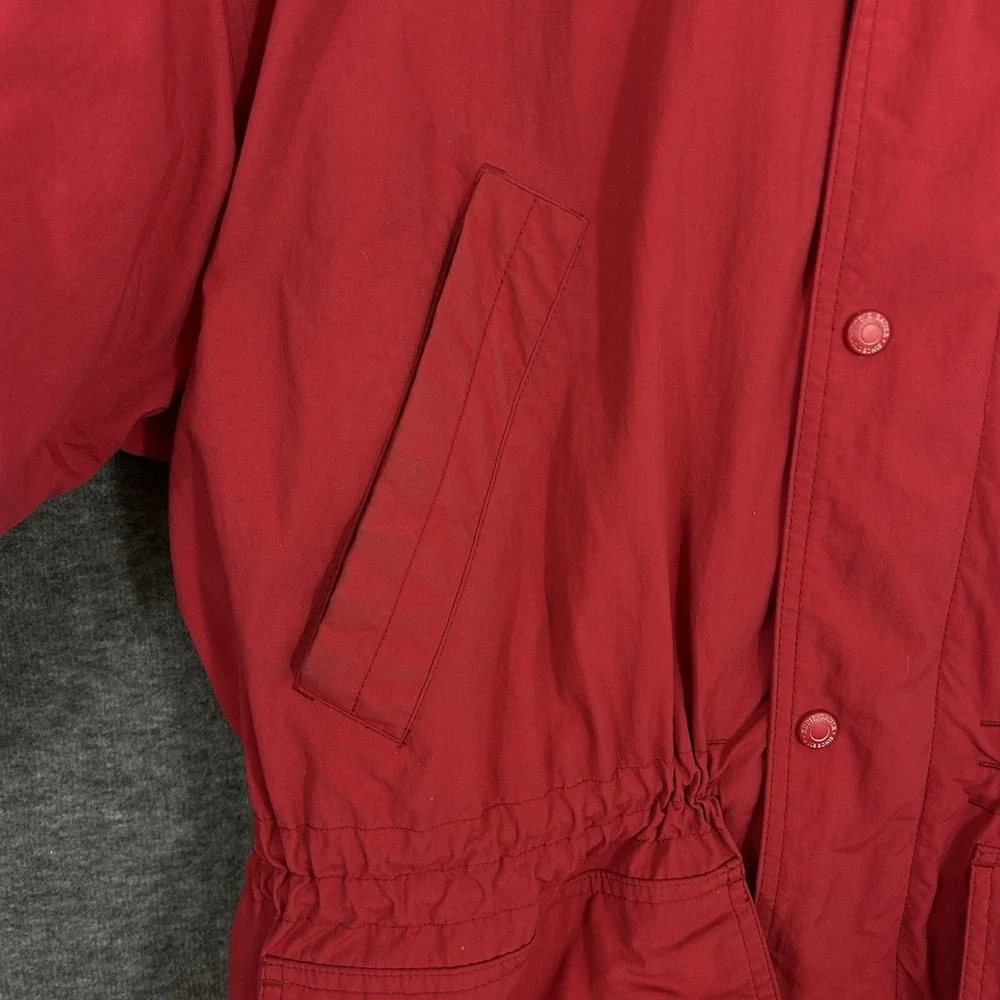 VTG Eddie Bauer‎ Jacket Mens Medium Red Fleece Lined Gorpcore Pocket Hooded 90s